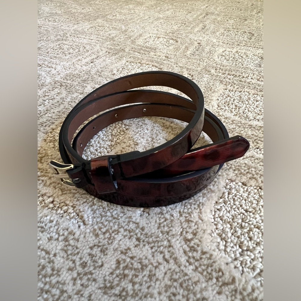 Banana Republic Belt Skinny Vegan Leather Animal Print Black and Brown Size M